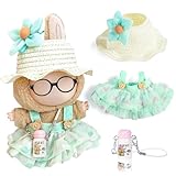 17 cm Mode Puppe Kleidung Kleid & Zubehör Set enthalten: EIN Strohmüt, Kleid, Blume Haarpinne, Wasserflasche Spielzeug (Puppe und Brille sind Nicht enthalten), Green
