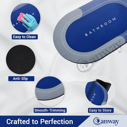 Image of CANWAY 1 Pieces 3.5mm Rubber Bath Mat (40x60 cm, Light Blue) | Anti-Skid Non-Slip Bathroom Floor Mat | Quick Dry Super Absorbent Soft Door Mat for Home & Shower