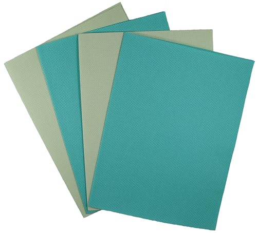 Image of KCS 4 pc of 12 inch x 18 inch(30cmx45cm) 14CT Counted Cotton Aida Cloth Cross Stitch Fabric (Light Green+Sea Green)