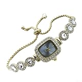 Axorafow Elegante orologio quadrato da donna al quarzo con quadrante con bordo distintivo e cinturino estraibile in lega in acciaio inossidabile, movimento preciso affidabile, opzioni multicolore (oro