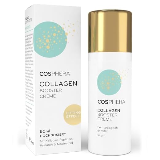 Cosphera Collagen Booster Creme 50 ml Vegan - mit Hyaluronsäure, Peptiden & Vitamin B3 - Gesichtscreme gegen Falten - Anti Faltencreme gegen Tränensäcke, Augenringe und Stirnfalten