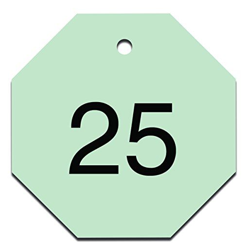 Jetons numérotés de 1 à 25 gravés Accuform en plastique haute visibilité 3,8x3,8 cm