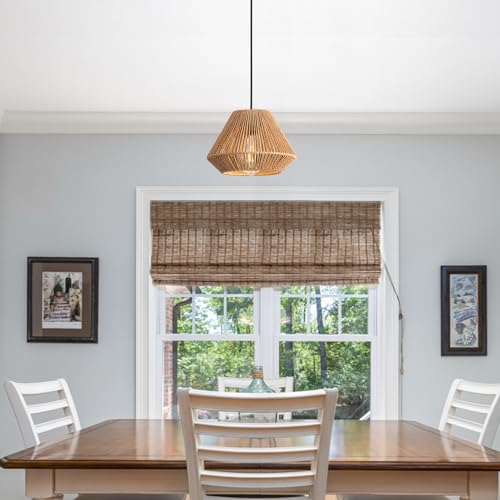 Gudicati Hand Woven Bamboo Pendant Light Vintage Farmhouse 9.64" Rattan Pendant Lighting Fixture Mini Retro Boho Wicker Pendant Light for Kitchen Island, Bedroom, Dining Room, Hallway, Living Room - Image 4
