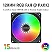 FS-120 High Performance Quiet 120mm RGB Fans, 3 Pack - Low Noise PC Case Fans with Hydraulic Bearing - 12v 3pin and molex 4pin PSU Plug