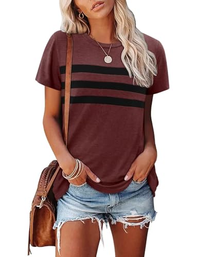 KISSMODA Summer Short Sleeve T Shirt Loose Fit Casual Dressy Women Top 2025 Trendy Ladies Fashion Blouses(S-3XL)