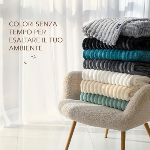 Dreamzie Coperta Pile Per Divano In Velluto - Coperta Matrimoniale, Plaid Morbida, Coperta Pile Matrimoniale, Decorazioni Casa Poltrona, Tinta Unita Per Ufficio Elegante, 150X200 Cm Grigio Scuro - 6