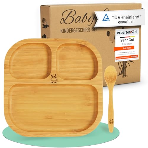 Babylovit Bambus Kinderteller | TÜV Geprüfter Baby Teller mit Saugnapf &...