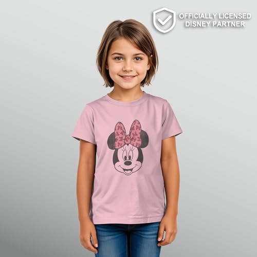 Disney Characters Modern Minnie Face Girl's Solid Crew Tee2