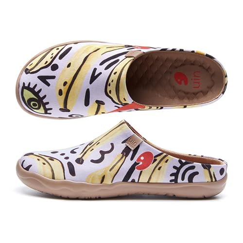Image of UIN Slipper Woman Travel Art Painted Shoes Wide Toe Casual Home Slip On Mules Malaga