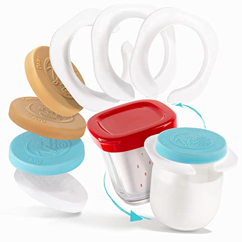 12 Adaptateurs SEB MULTIDELICES + 18 Couvercles pour Rendre Compatible Vos Pots de Yaourt en Verre Type la laitière avec Votre yaourtière | Feutre Offert