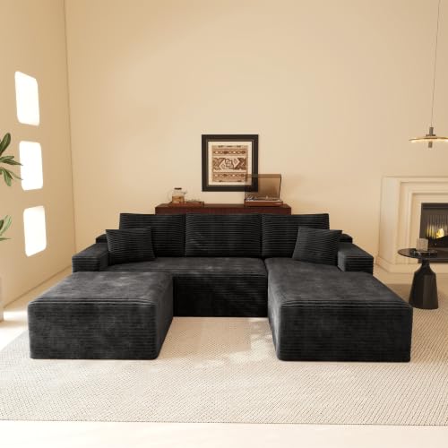 Image of Modular Cloud Sectional Sofa, Oversized Corduroy Boneless Couch | Luxury Comfort, Deep Seat, Couches for Living Room and Apartment, No Assembly Required