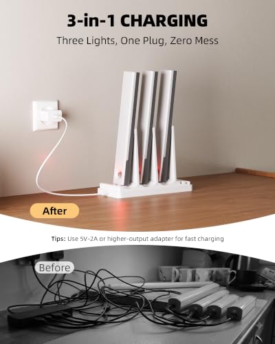 Image of EZVALO 6-Pack Under Cabinet Lighting with 2 Charging Stations, 9 Inch Rechargeable Wireless Motion Sensor Lights, 2000mAh, 3 Color Temps, Dimmable, Magnetic, Remote Control for Kitchen, Closet