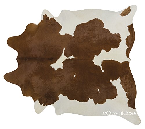 Ecowhides Brown And White Brazilian Cowhide Area Rug, Cowskin Leather Hide For Home Living Room (Large) 6 X 6 Ft #TOP26