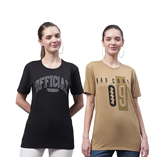 Image of Mack JONNEY Regular Fit Multicolor Women Tshirts(Pack of 2-MACK634339)