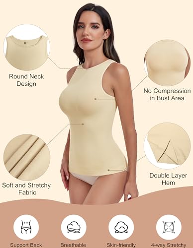Image of EUYZOU Women Shapewear Tummy Control Tank Tops Seamless Compression Tops Body Shaper Camisole
