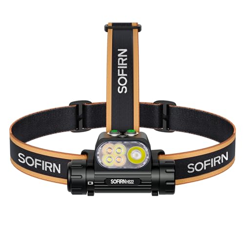 SOFIRN HS22 Stirnlampe LED wiederaufladbar, 2700K–6500K, 2500LM, Spot und Flutlicht, Type-C, IPX6, kopflampe stirnlampe mit 7 Lichtmodi, Geeignet...