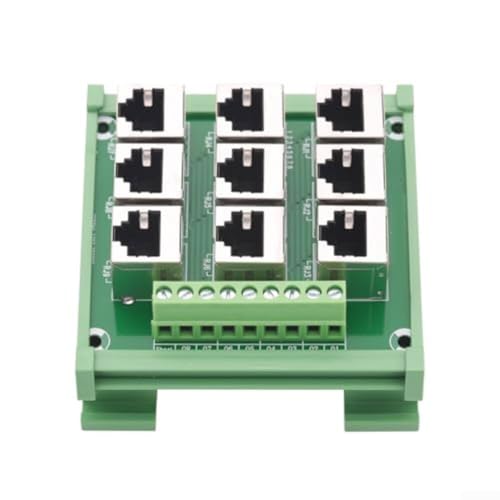 For RJ45 8P8C Ethernet Terminal Block Adapter with 9 Port Configuration and For DIN Rail Mounting Support for Industrial Network and Data Transmission Applications