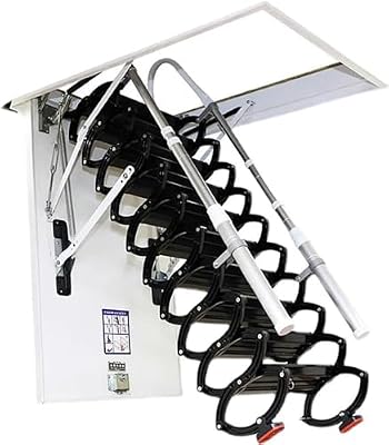 AMNOOL Electric Attic Ceiling Ladder Telescopic Stairs Non-Slip Invisible Folding Ladder with Telescoping Armrests, Pull Down from Ceiling*1pc