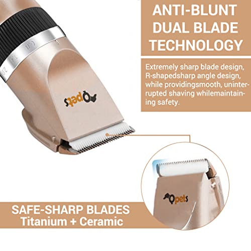 Image of Qpets Dog Grooming Clippers Kit Professional for Thick Hair with 4 Comb /Rechargeable Quiet Low Noise Low Vibration Cordless Electric Pet Dog Trimmer Silent, White