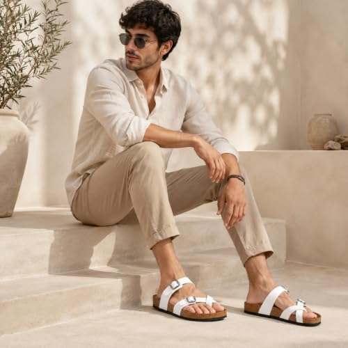 Image of Centrino Sandals for Men | Berkin-Style Slip-On Casual Sandal with Open Toe Design | Comfortable PU Footbed, Arch Support & Lightweight On-Grip Sole for Outdoor Wear (7312)