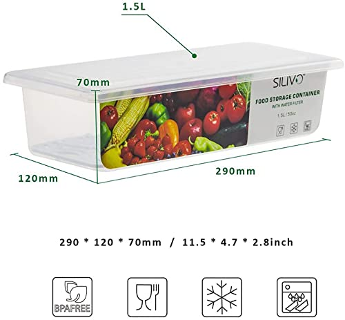 image for SILIVO Fruit Storage Containers for Fridge (3 Pack) - 1.5L Produce Sav
