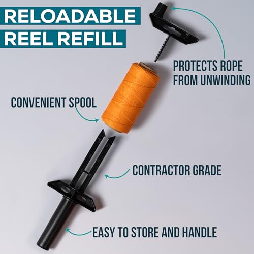 Image of Mason Line String Reel 260FT, 390FT, 780FT, 1500FT, 2300FT, Durable Construction Twine for Laying Bricks, Blocks, Fences in Gardening, DIY & Landscaping Projects (Orange, 262 Ft)
