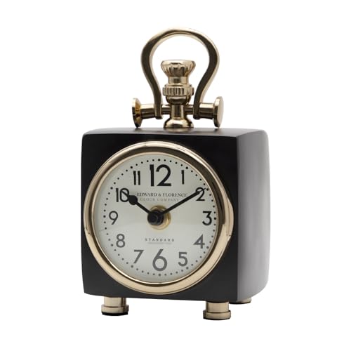 Vintage Metal Desk Clocks,Retro Alarm Clock,Battery Operated,Silent Sweep Second Movement,Metal and HD Glass Material,Non Ticking for Bedroom,Bedside, Desk,Shelf(No Battery Included)