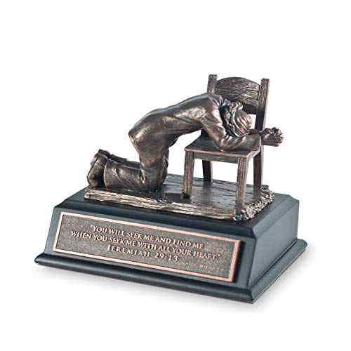 Escultura de resina fundida à mão com acabamento em bronze 12,7 x...