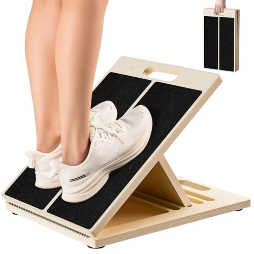 Yirilan Slant Board Adjustable Stretch Board and 5 Position Incline Calf Stretcher with Portable Handle 300lb Weight for Calf Muscles Knees Heel Ankle for Home Gym Office Outdoor Use