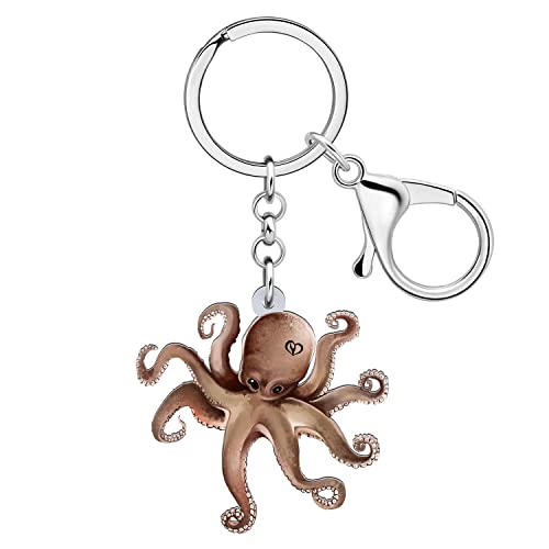 WEVENI Acrylic Jellyfish Keychains Shark Key Chain Ring Octopus Crab Turtle Charms for Women Girls Wallet Handbag Accessories (Octopus C)