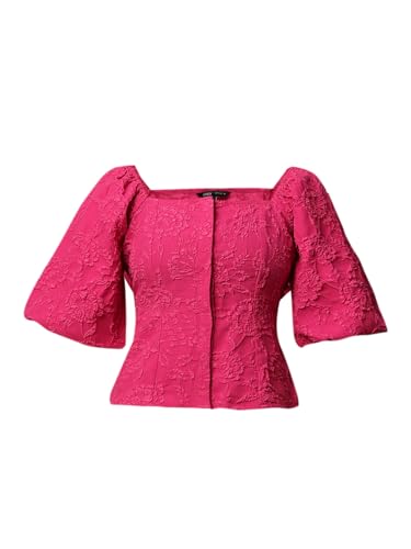 Image of ONLY Women Polyester Regular Fit Jacquard Weave Square Neckline Puff Sleeves Top