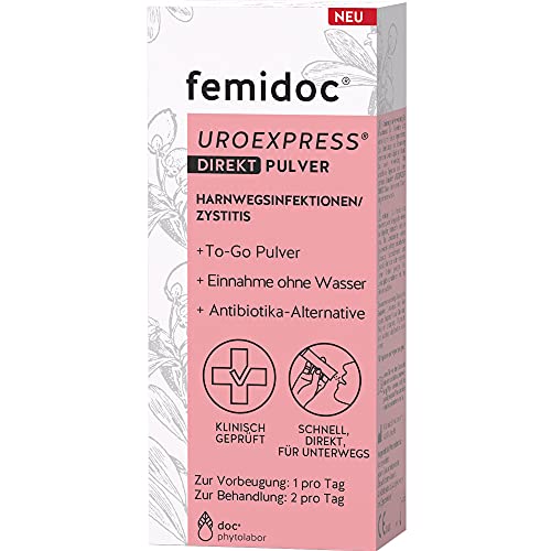 femidoc UROEXPRESS DIREKT To Go Pulver 10 Stück - Behandlung und Vorbeugung von Blasenentzündung - Vegane Antibiotika Alternative - Wirkstoff 2g D-Mannose Cover