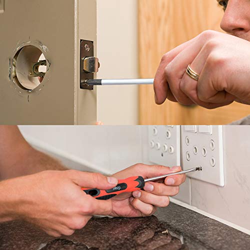 Magnetic Screwdriver Set,5 Pieces Slotted and Phillips Screwdriver with Ergonomic Comfortable Non-skid Handle,Permanent Magnetic Tips,Rust Resistant Heavy Duty Craftsman Toolkit For Wet, Oily Hand