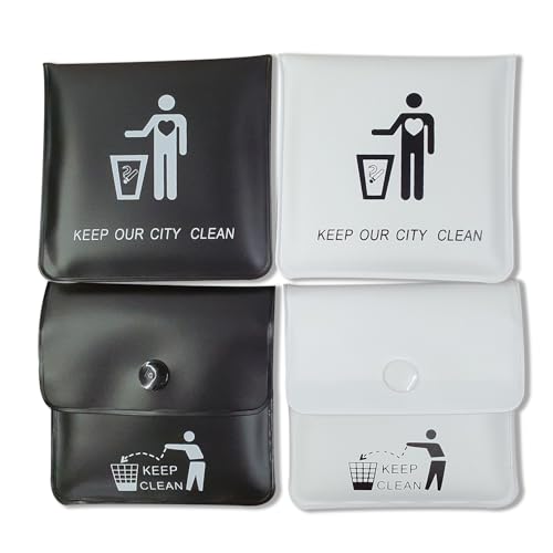 Jeuristic Ashtrays for Cigarettes Pocket Ashtray Pouch - Pack of 4 Premium Fireproof PVC Smell Proof Cool Travel Ashtrays Portable Outdoor Butt Disposal Pouch Fancy Cute Ashtray Black and White