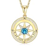 Meeshi 18K Gold Filled Birthstone Jewelry Compass Necklace Gifts for Wife Her Mother's Day 25th Anni