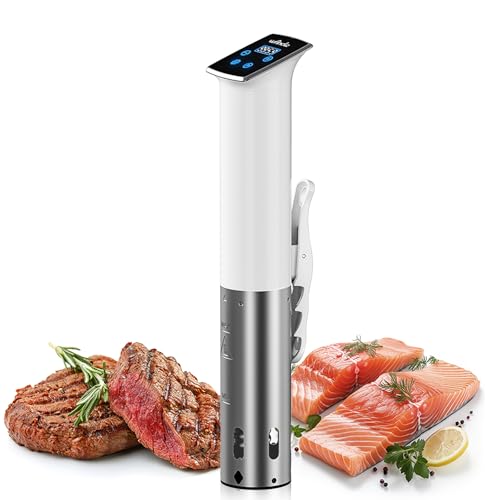 Wancle Sous Vide Roner 1100W – Circolatore di immersione preciso, impermeabile IPX7, design compatto, controllo della temperatura ±0,1 °C, silenzioso e facile da usare, bianco