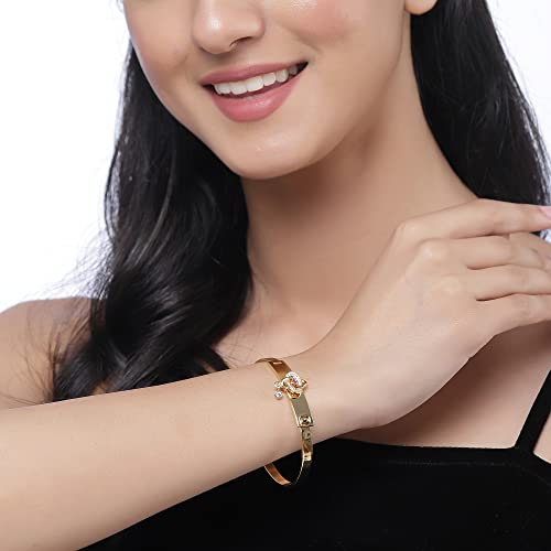 Gold-Plated American Diamond Bangle Style Bracelet