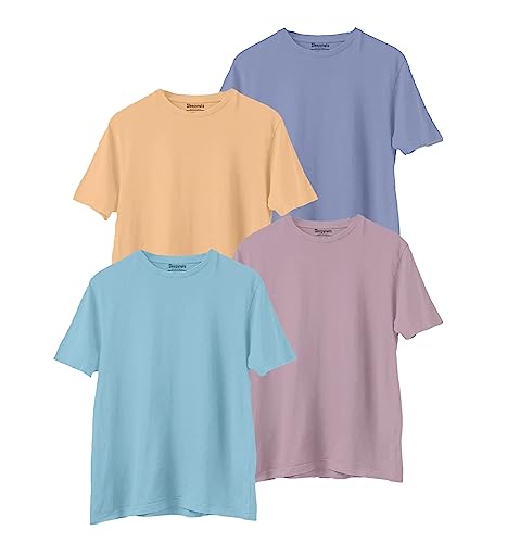 Sleepynuts Round Neck Plain Cotton T-Shirt for Men Pack of 4 Sleepynuts Round Neck Plain Cotton T-Shirt for Men Pack of 4