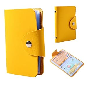 KIMISS Gelber Kartenhalter PU Leder 24 Karten