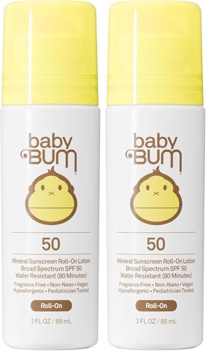 Image of Baby Bum Mineral SPF 50 Roll-On Sunscreen | Vegan and Hawaii 104 Reef Act Compliant (Octinoxate & Oxybenzone Free) Broad Spectrum Moisturizing UVA/UVB Easy Roller Ball Sunscreen Lotion (Pack of 2)
