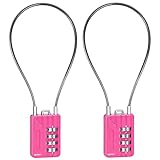 SEPOX® Twins Resettable 4-Digit Combination Padlock, 32cm Extra Long Vinyl Steel Cable – Multipurpose Lock for Gym Locker, Suitcase, Backpack – Durable Anti-Rust, Pink Gym Essentials for Women