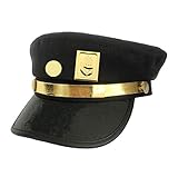 Cosplay Real Type JoJo's Bizarre Adventure Cosplay Metal Badge Jotaro Hat Adjustable Cap (Gold)
