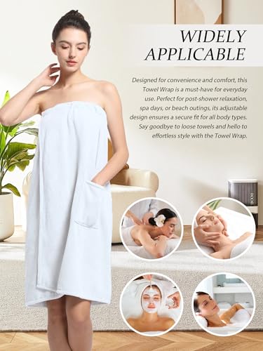 Image of Women'S Soft Wrap Towel Full Length,Bath Robe After Shower Female Plush Long,Spa Bathrobes Lightweight With Pockets