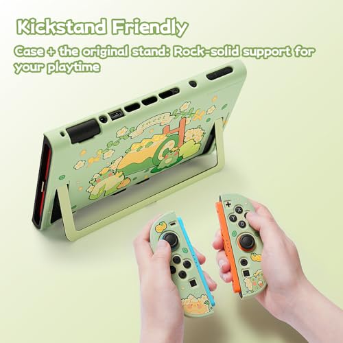 Image of GeekShare Protective Case Compatible with Switch 2, Hard PC Slim Dockable Shell Cover Designed for Switch 2 Game Console and Joystick Controllers - Matcha Froggy