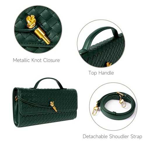 Image of Joryin Woven Purse for Women Evening Clutch Woven Leather Handbags Crossbody Bag Purse Formal Evening Bag, Vegan Leather