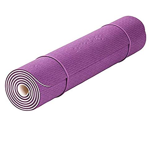 Image of IRIS Fitness Non Slip TPE Yoga Mat for Hot Yoga, Pilate , Gymnastics, Double Sided (72 inch x 24 inch x 6 mm, Purple White)