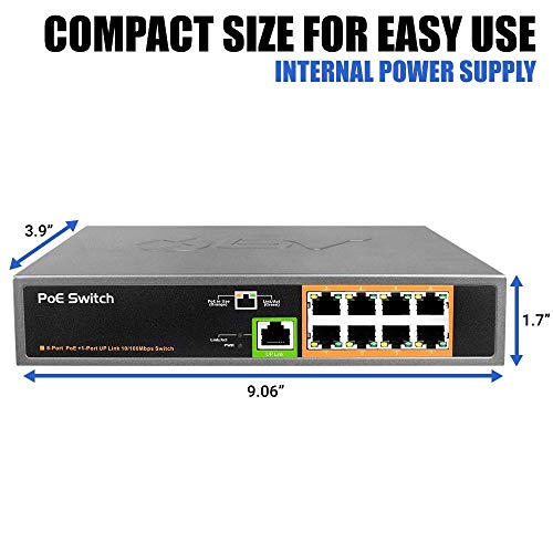 Bv-Tech 8 Port Poe Unmanaged Switch + 1 Ethernet Uplink – 150W – 802.3Af – Poe-Sw801 #TOP6