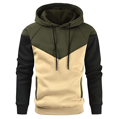 Hoodies for Men Patchwork Pullover Hoodies Lightweight Casual Hoodie Fall Winter Comfortable Warm Fleece Sweatshirts2