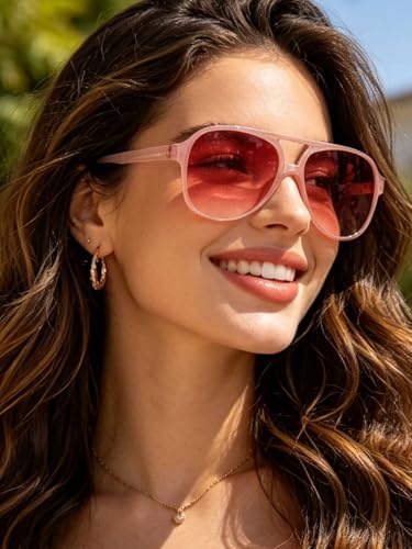 Image of Freckles Mark Vintage Retro 70s Sunglasses for Women Men Classic Large Square Aviator Trendy Glasses