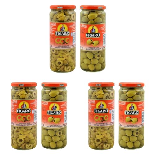 Image of Figaro Sliced Green Olives & Pitted Green Olives, 31.75 oz ℮ 900 g, Variety Pack (Pack of 3)